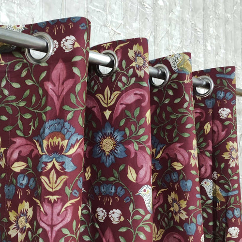 Last 1 Left Maroon Floral Duck Cotton Curtain