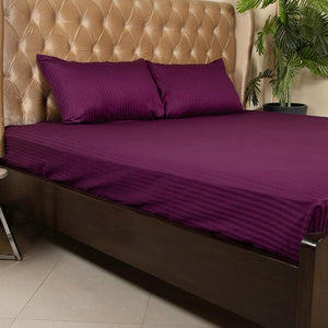 Self Liner Purple Satin Fitted Bedsheet