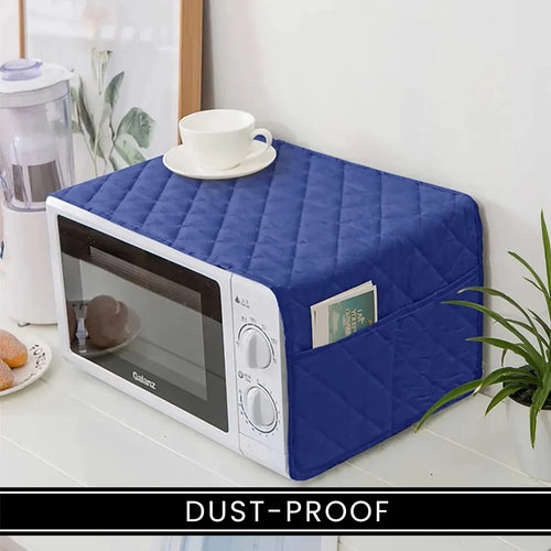 Dust-Proof Quilted Microwave Oven Cover with Side Pockets