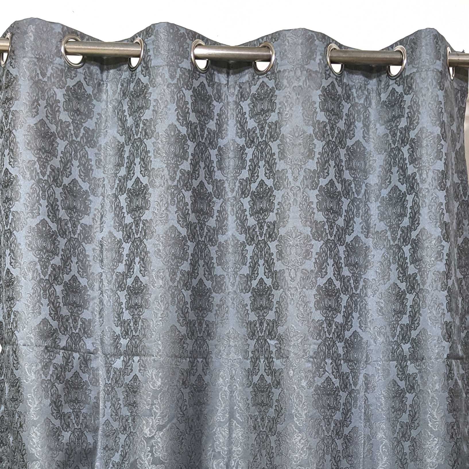 Self Print Thick Shanghai Curtain Grey