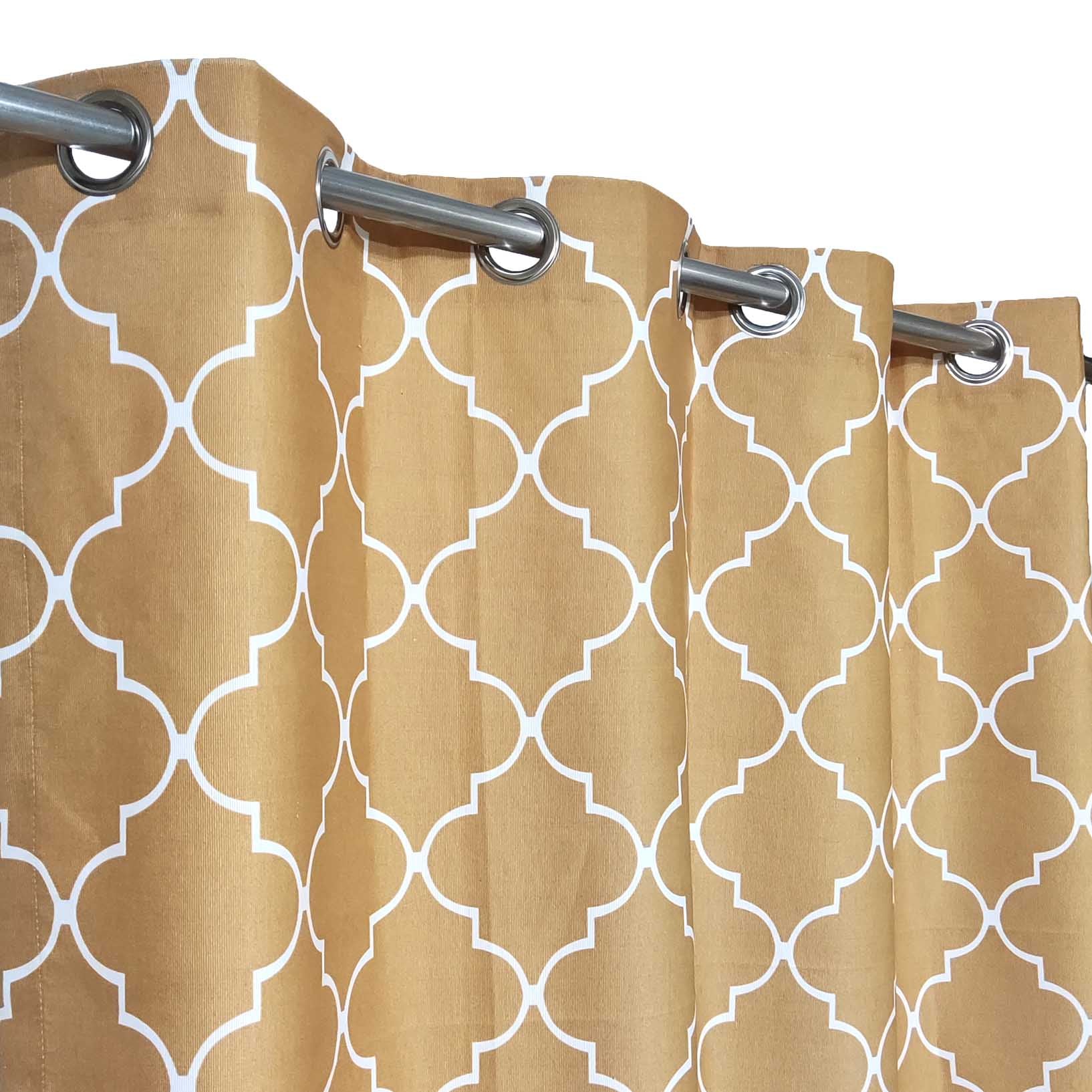 Mustard &  White Motif - Duck Cotton Curtain