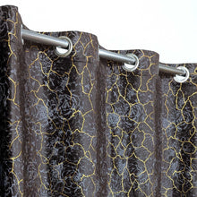 Golden Textured Velvet Curtain Brown