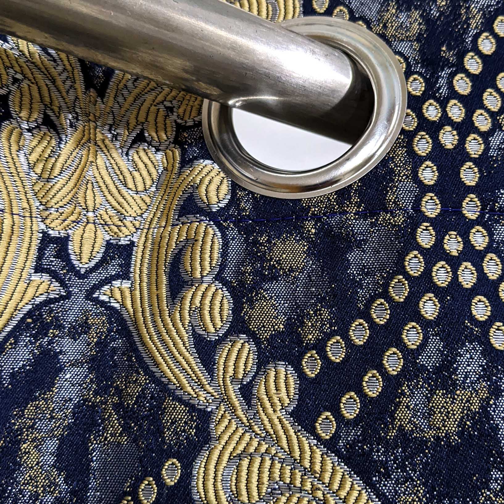 Thick Viscose Curtain Golden on Navy Blue