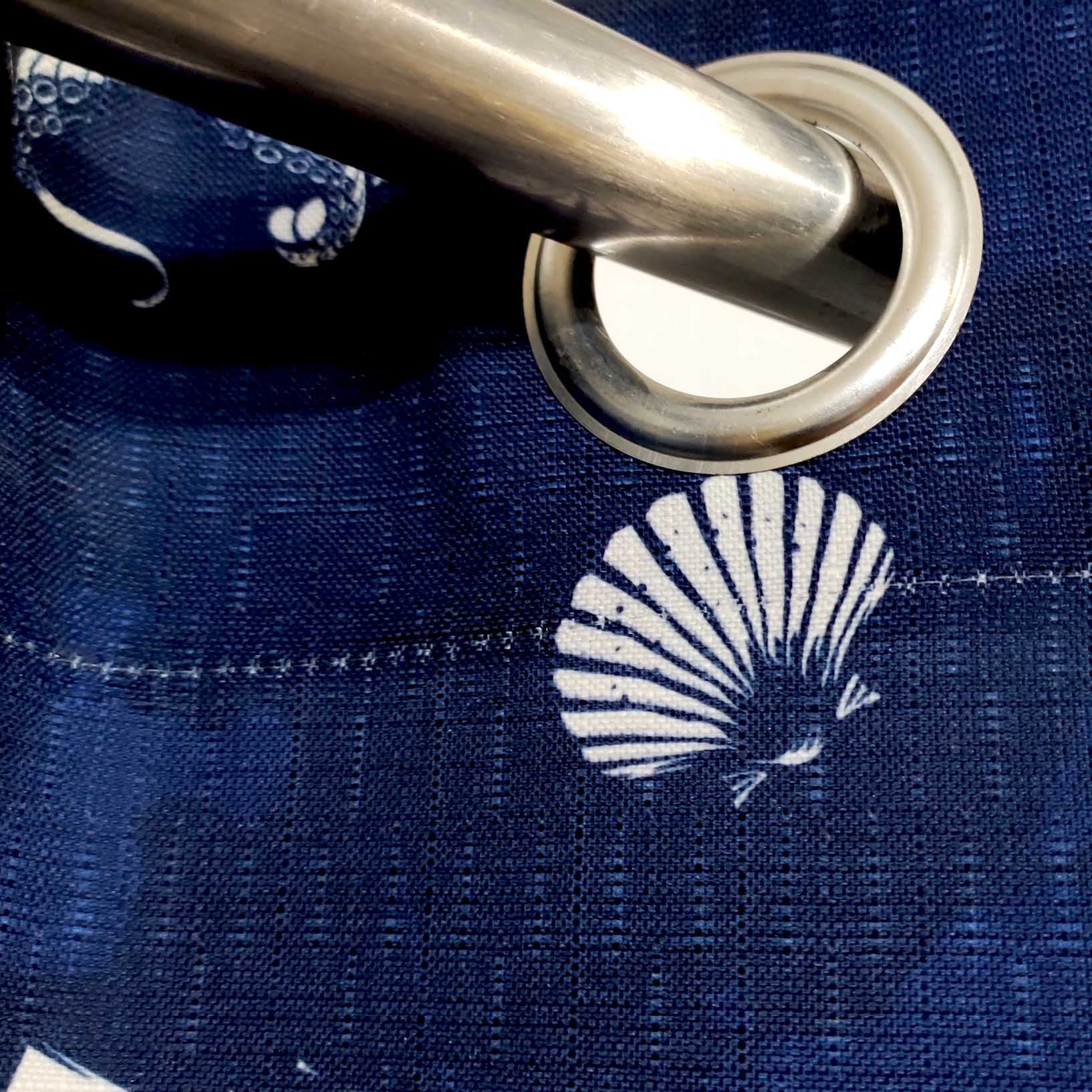 Digital Printed Multi Motif Curtain Navy Blue