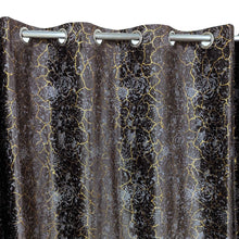 Golden Textured Velvet Curtain Brown