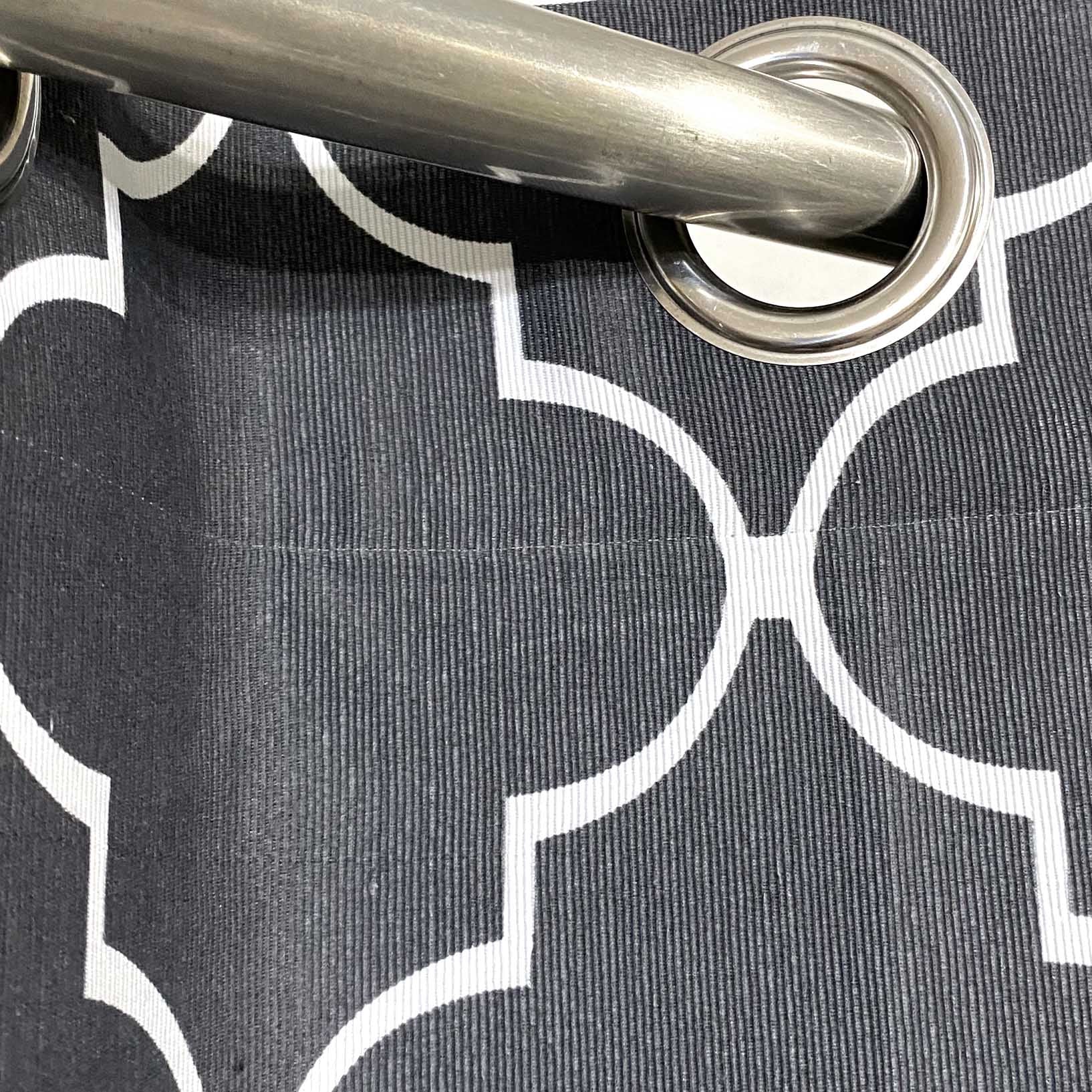 Dark Grey &  White Motif - Duck Cotton Curtain (Last 1 Left)