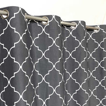 Dark Grey &  White Motif - Duck Cotton Curtain