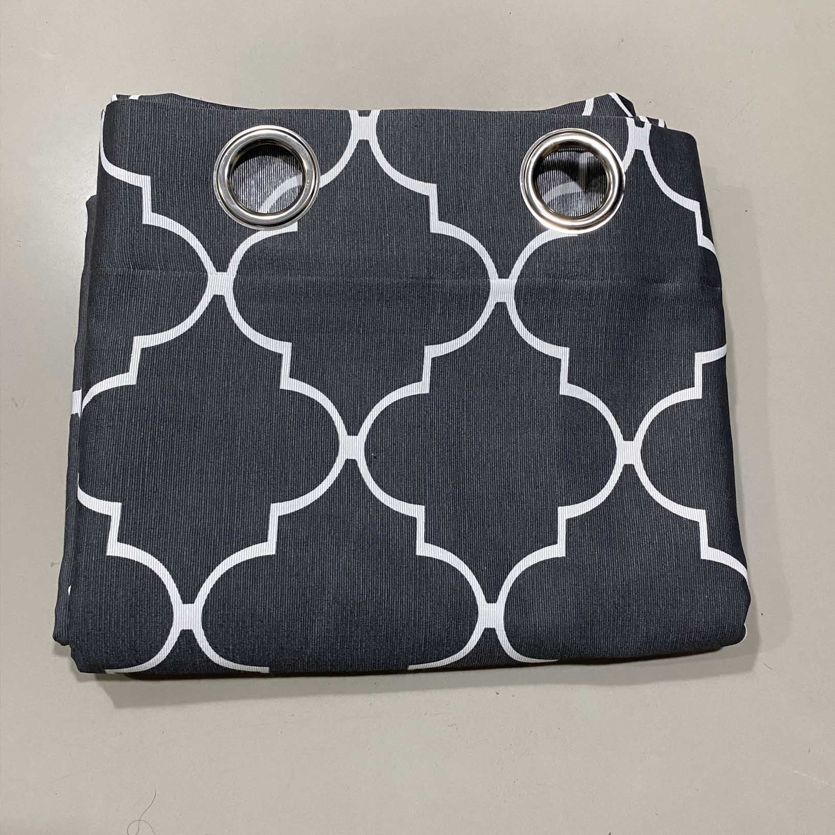 Dark Grey &  White Motif - Duck Cotton Curtain (Last 1 Left)