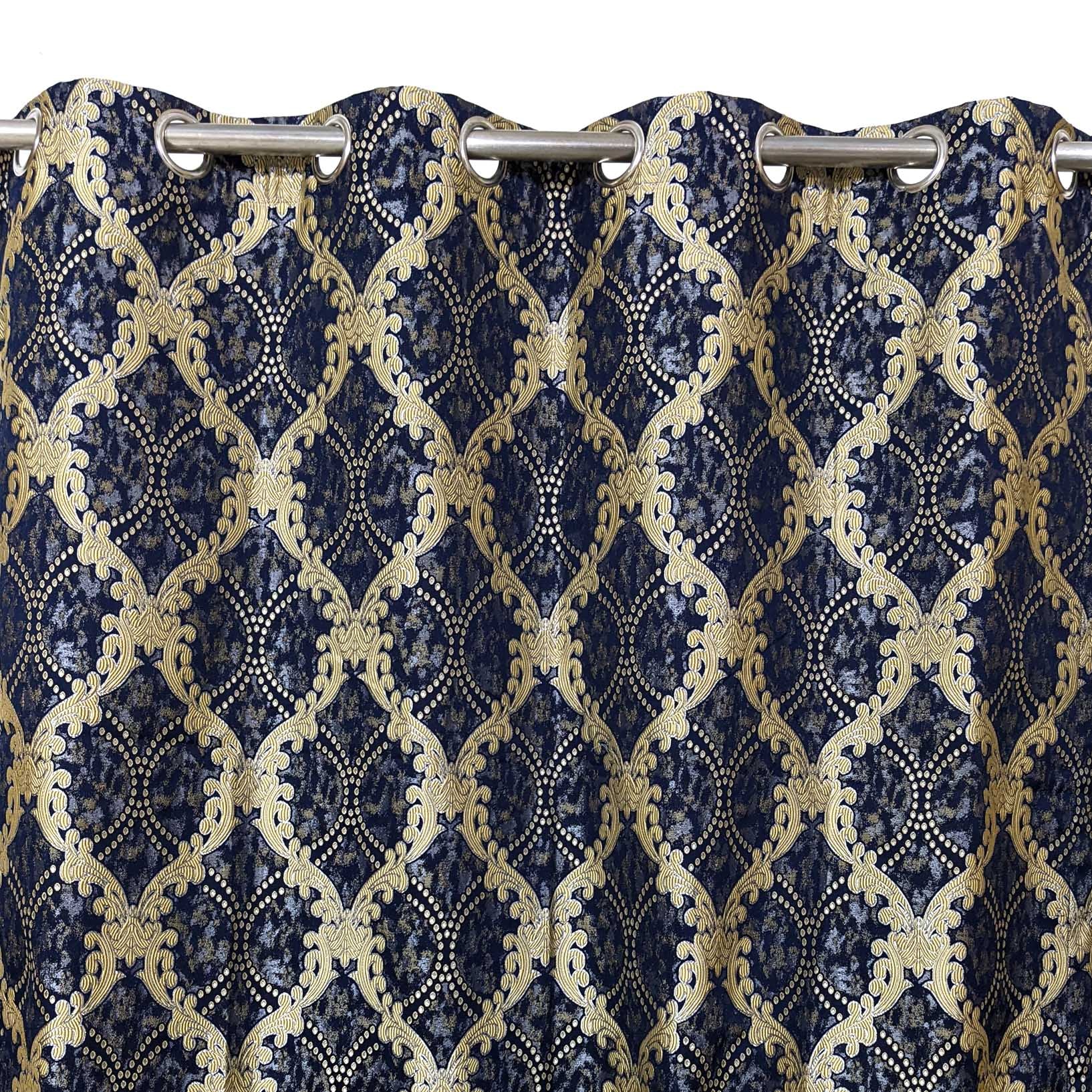 Thick Viscose Curtain Golden on Navy Blue