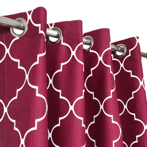 Maroon &  White Motif - Duck Cotton Curtain