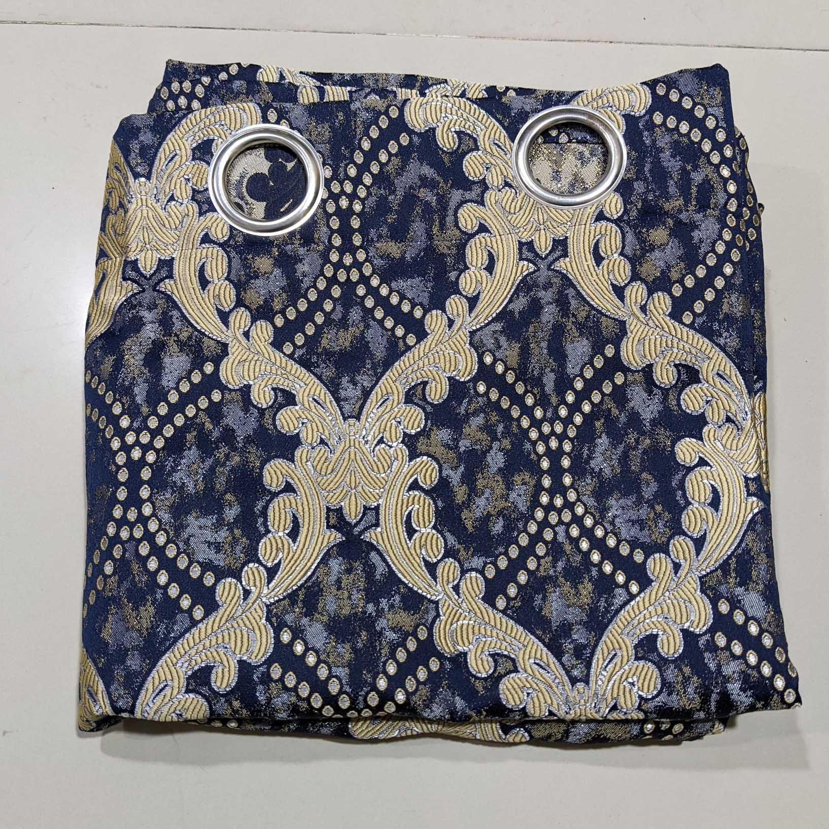Thick Viscose Curtain Golden on Navy Blue