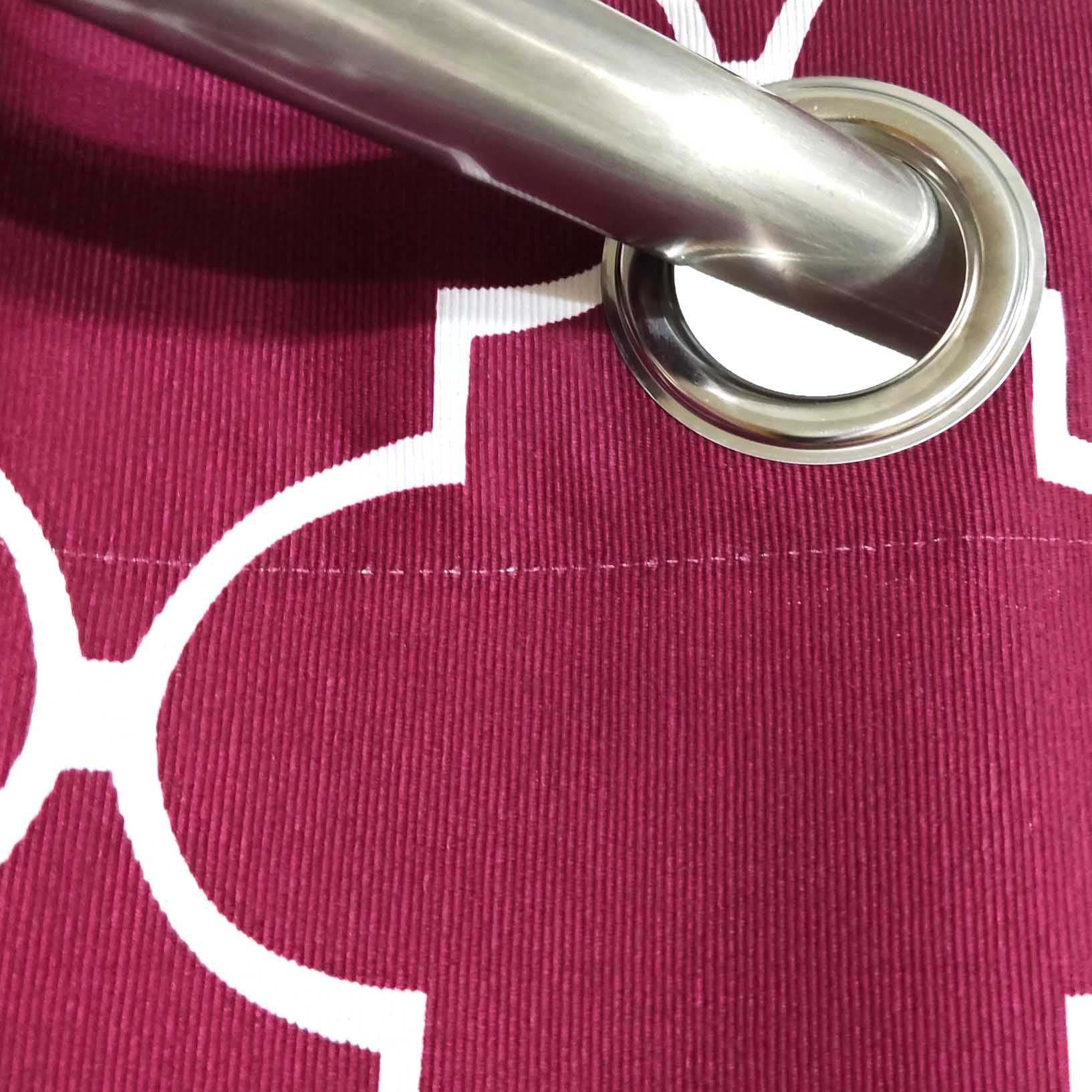 Maroon &  White Motif - Duck Cotton Curtain