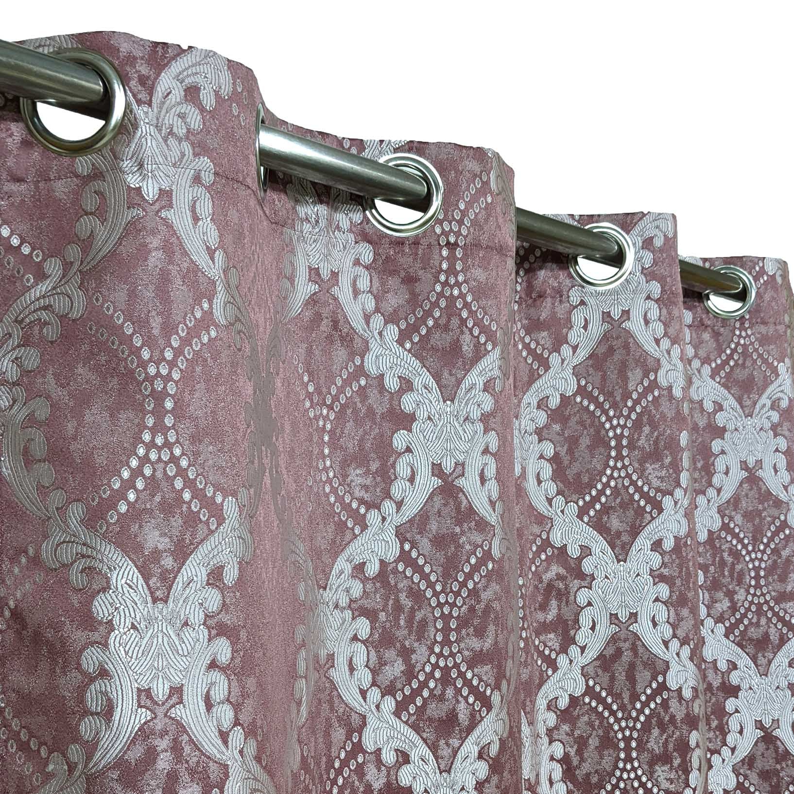 Thick Viscose Curtain Silver Grey on Pink