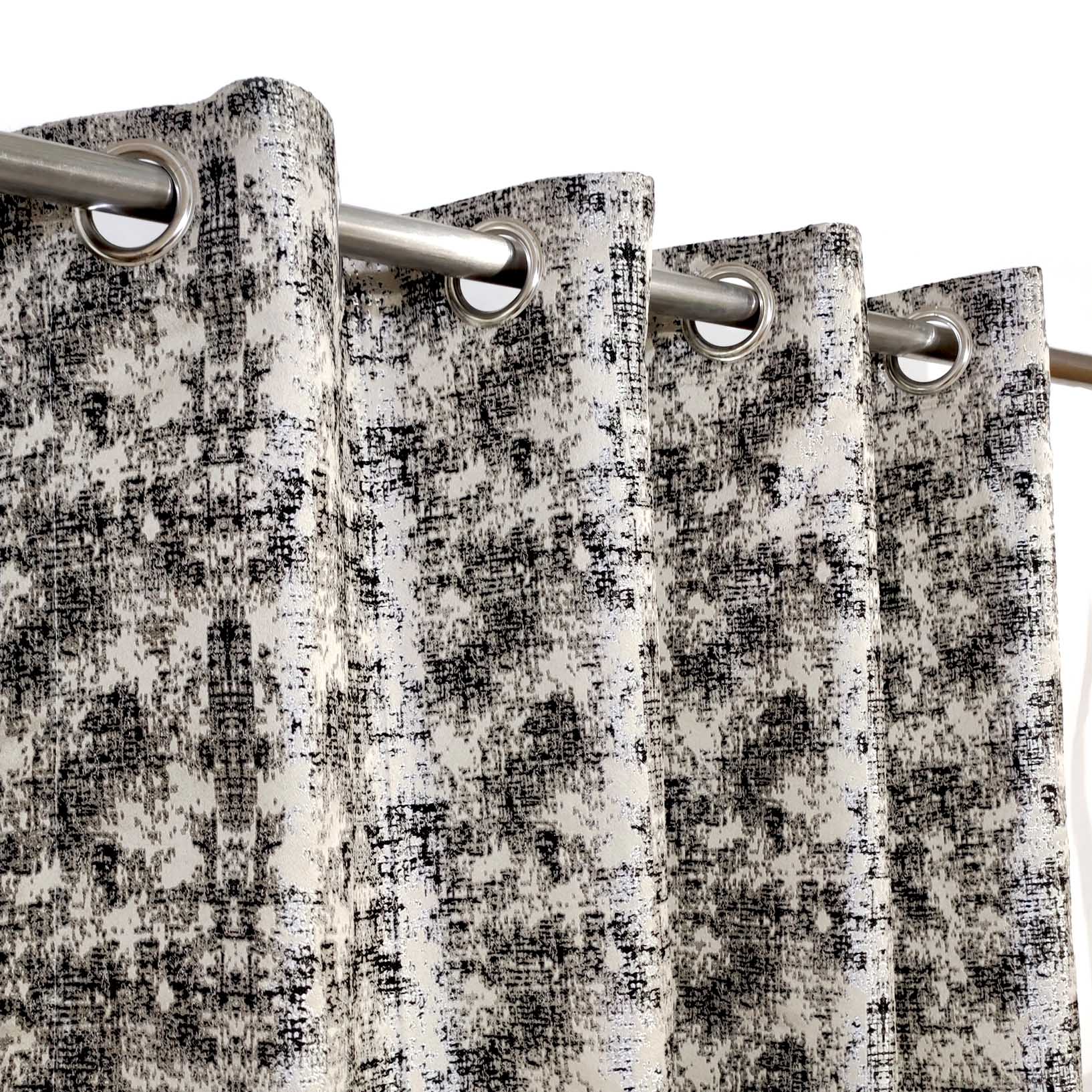 Thick Viscose Curtain Black & Gold on Off-White
