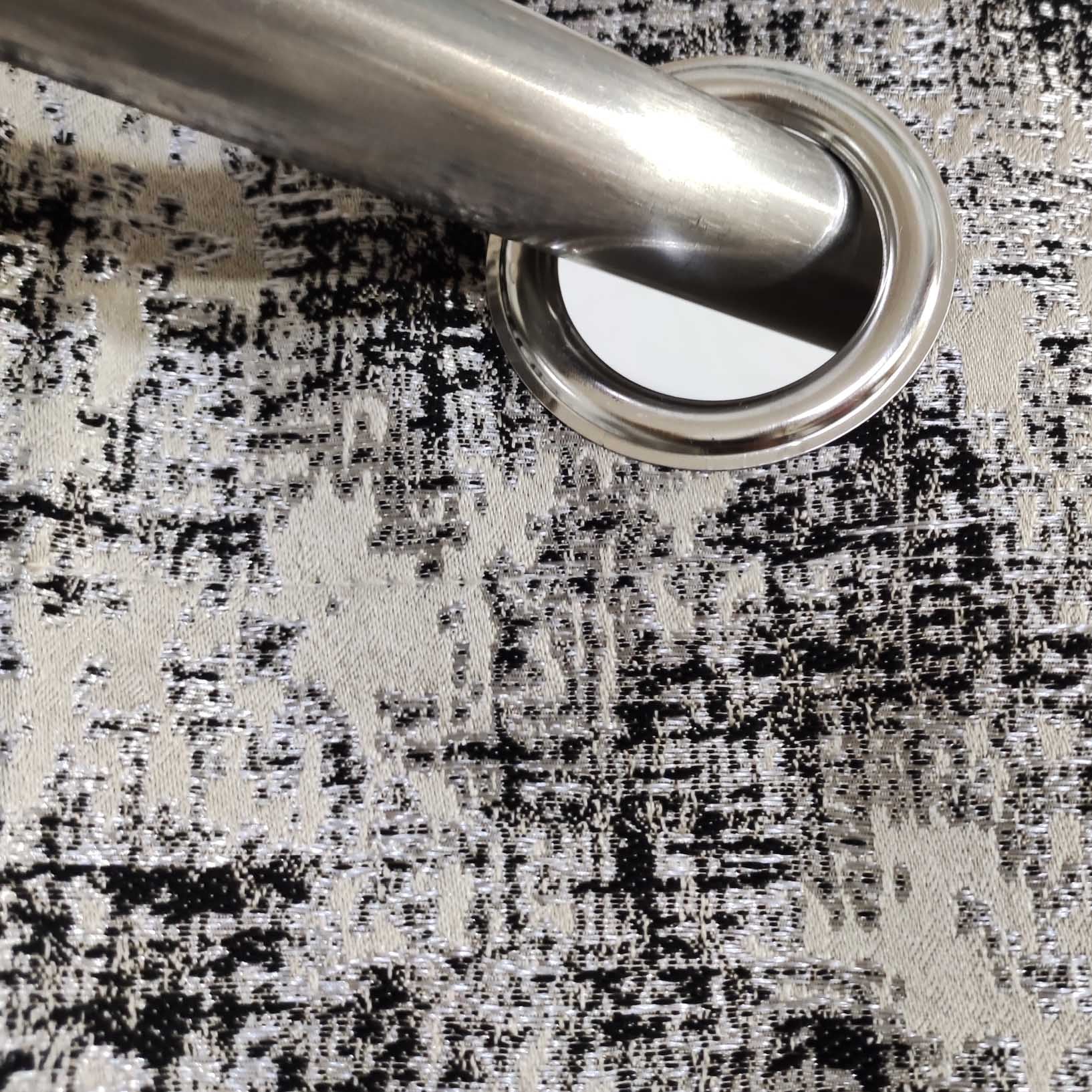 Thick Viscose Curtain Black & Gold on Off-White