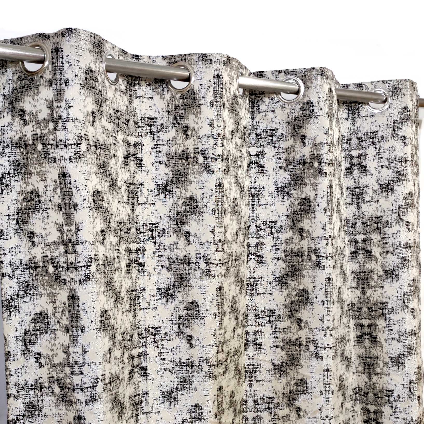 Thick Viscose Curtain Black & Gold on Off-White