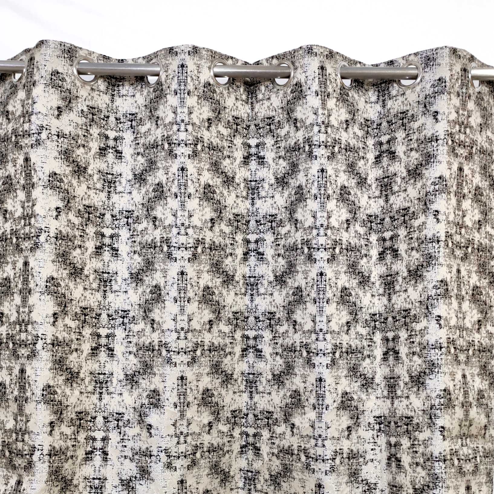 Thick Viscose Curtain Black & Gold on Off-White