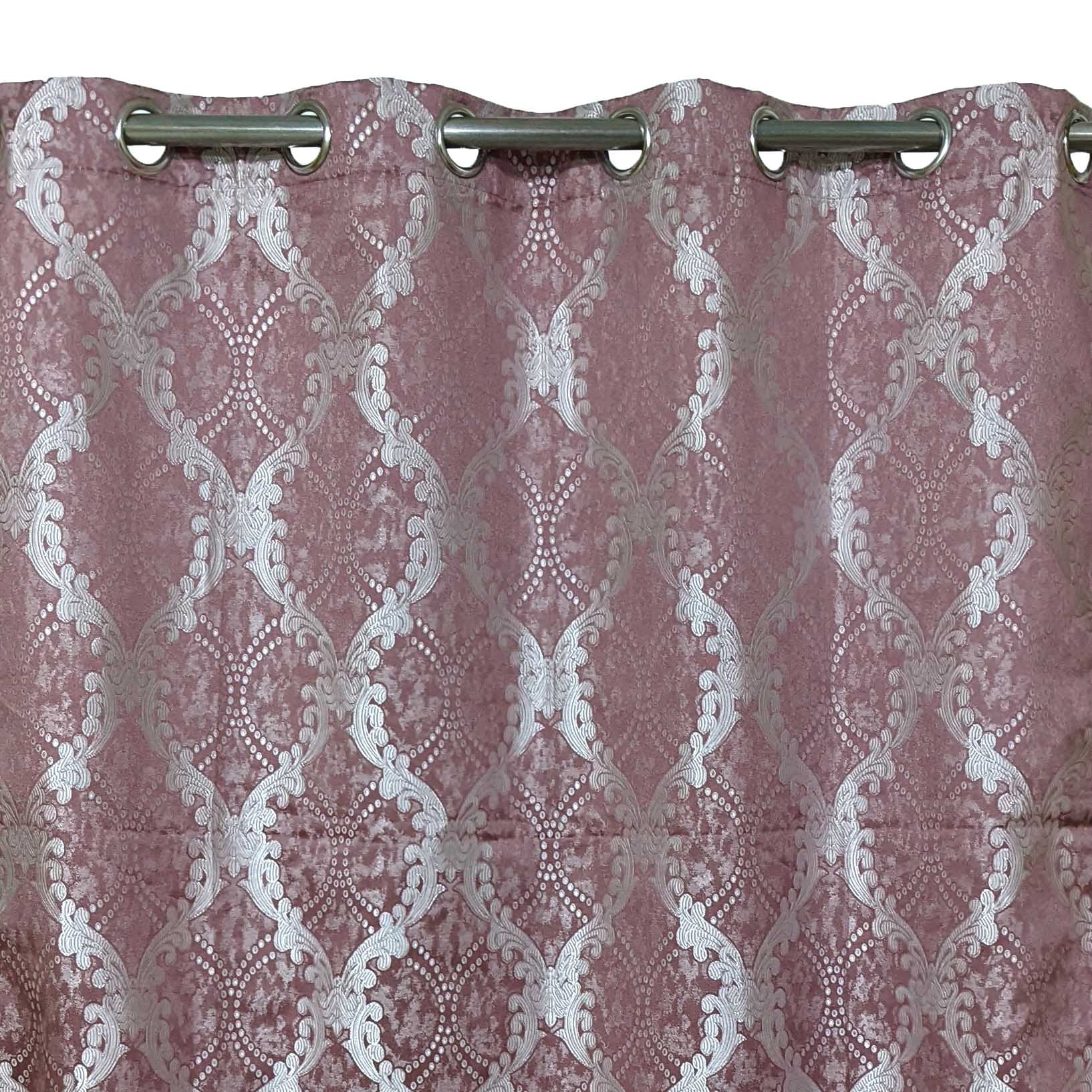 Thick Viscose Curtain Silver Grey on Pink