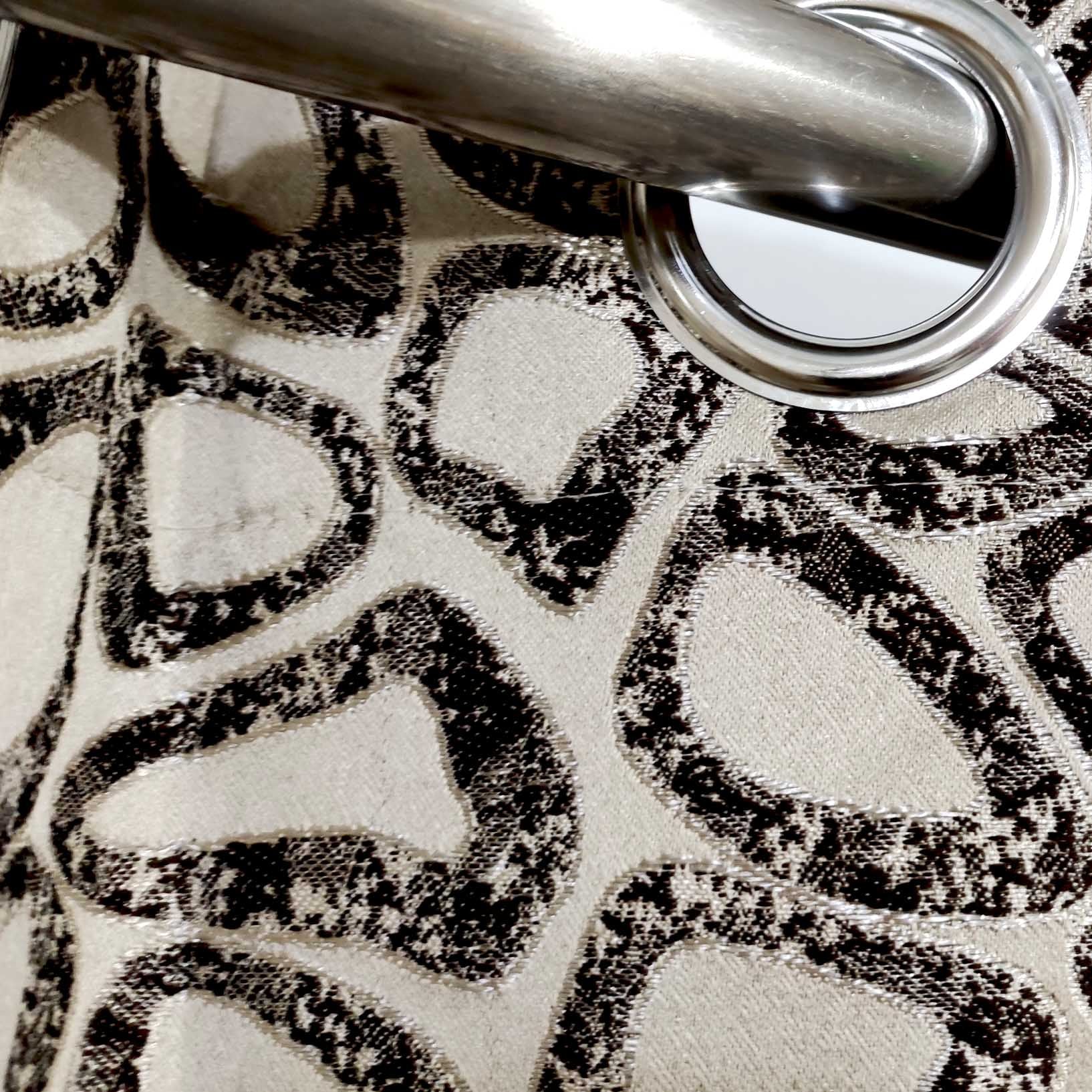 Thick Viscose Curtain Dark Brown & Gold on Off-White