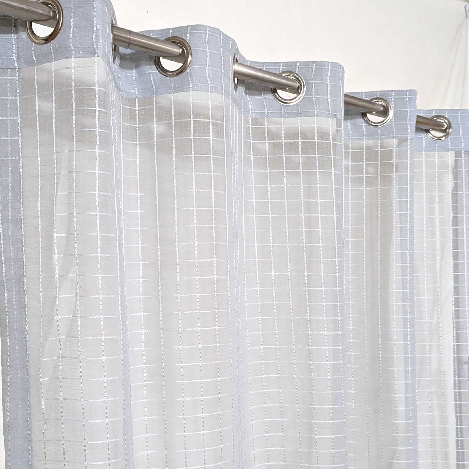 Premium Net Sheer Chiffon Curtain Box Thread Lite Grey