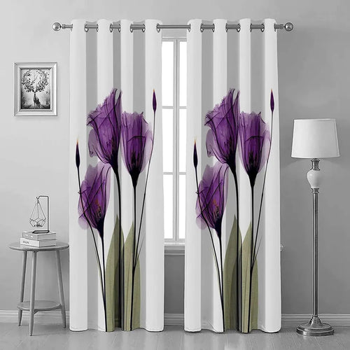 Pair of Digital Printed Curtains Tulips