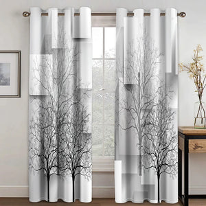 Pair of Digital Printed Curtains Autumn Patches