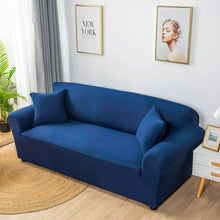 Plain Blue Jersey Fitted Sofa Cover