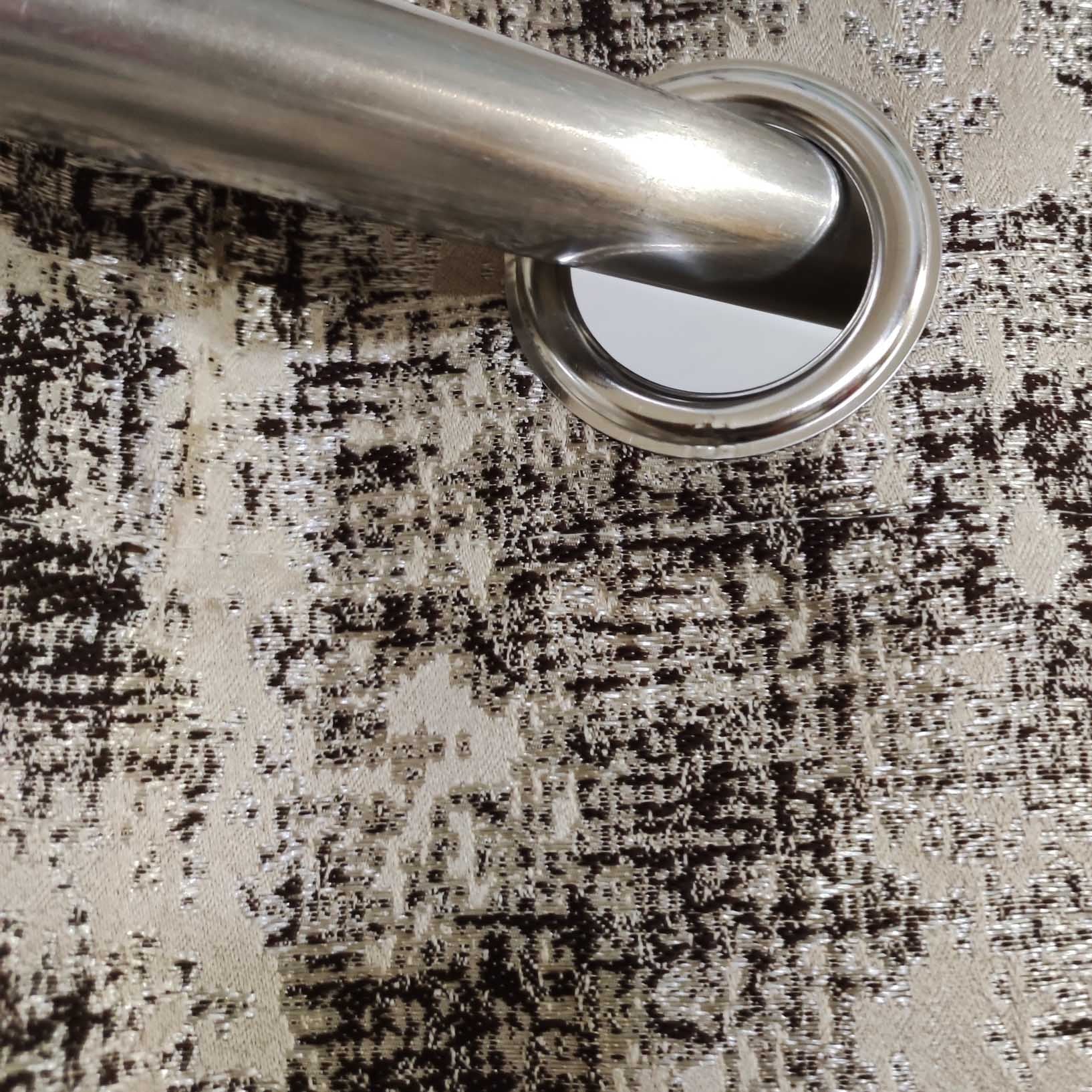 Thick Viscose Curtain Dark Brown & Gold on Off-White
