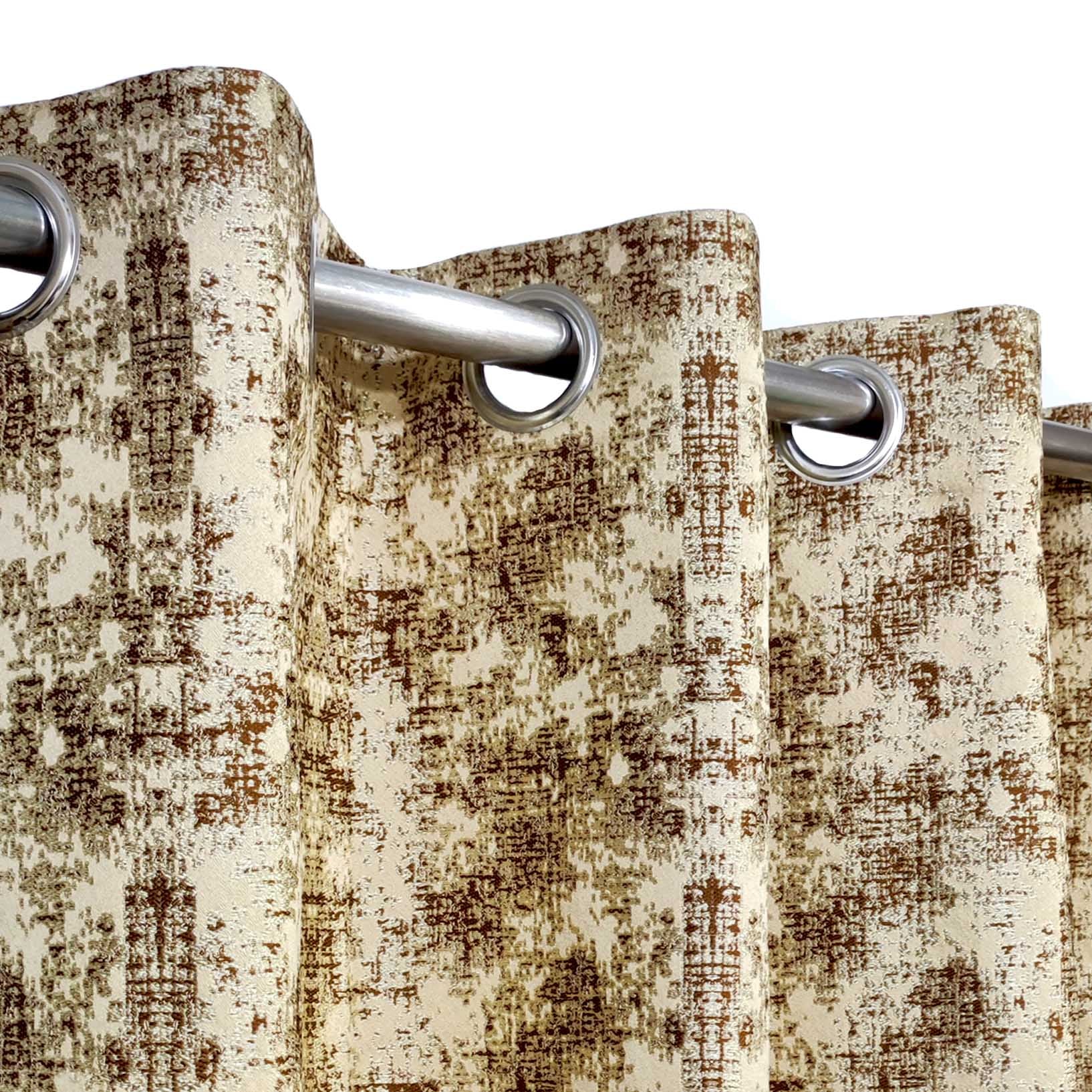 Thick Viscose Curtain Brown & Gold on Off-White