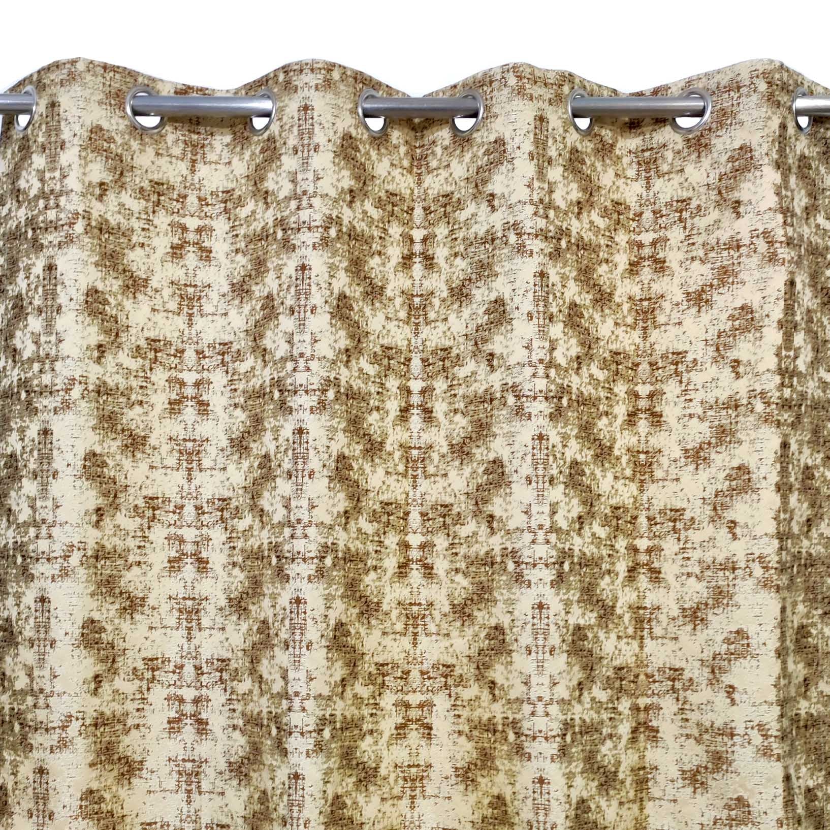 Thick Viscose Curtain Brown & Gold on Off-White