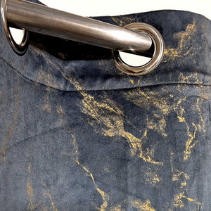 Golden Textured Velvet Curtain Jet-Black