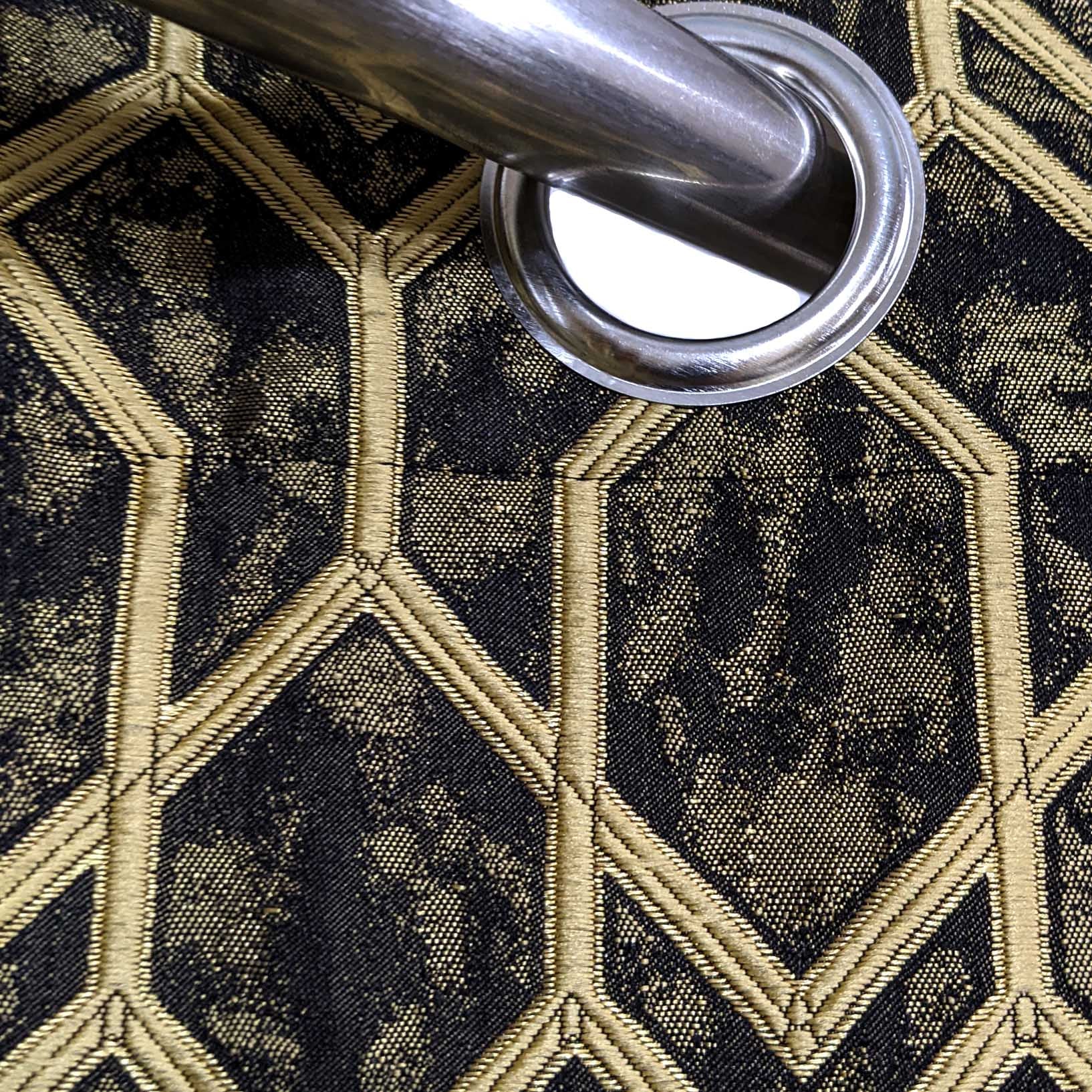 Thick Viscose Curtain Golden on Black
