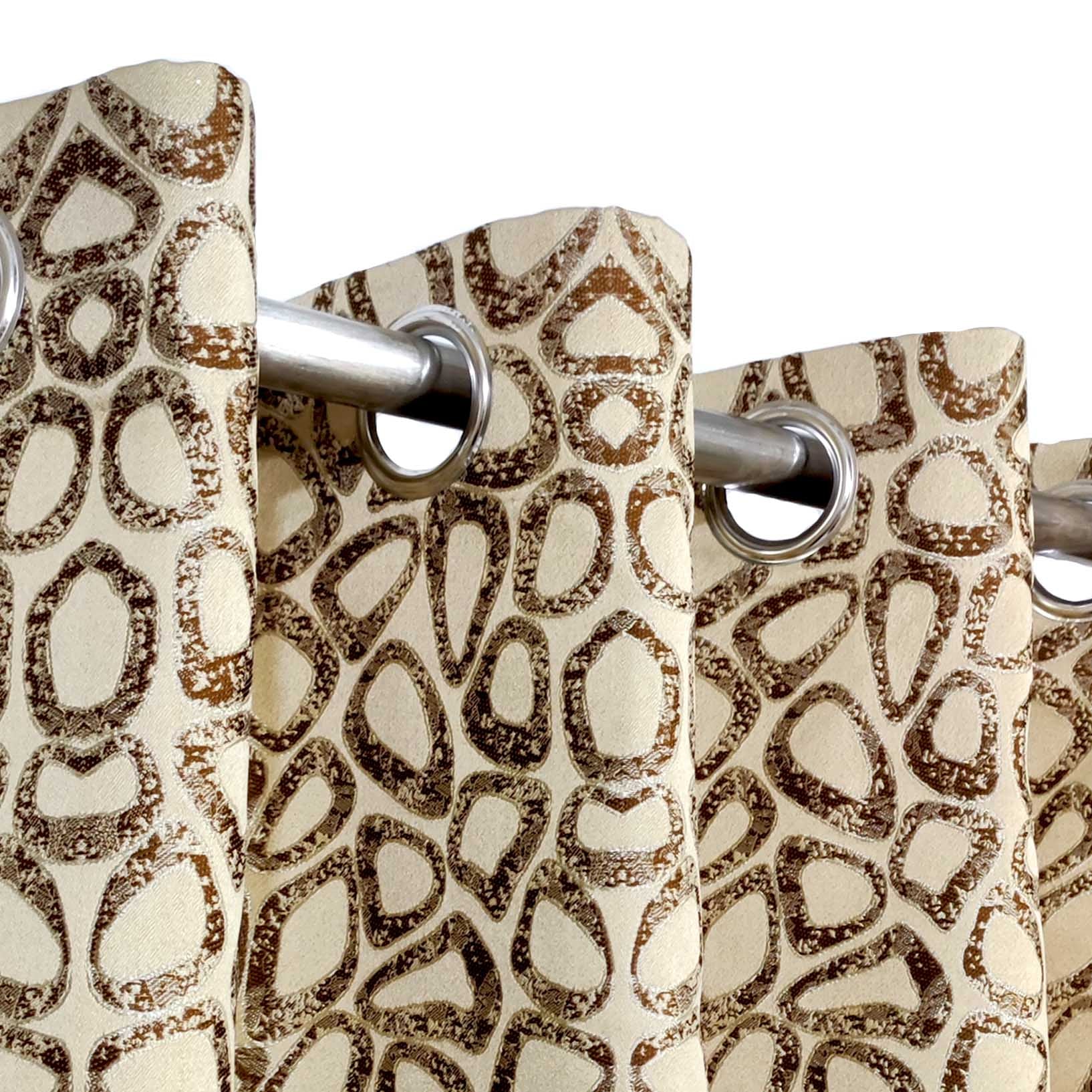 Thick Viscose Curtain Brown & Gold on Off-White