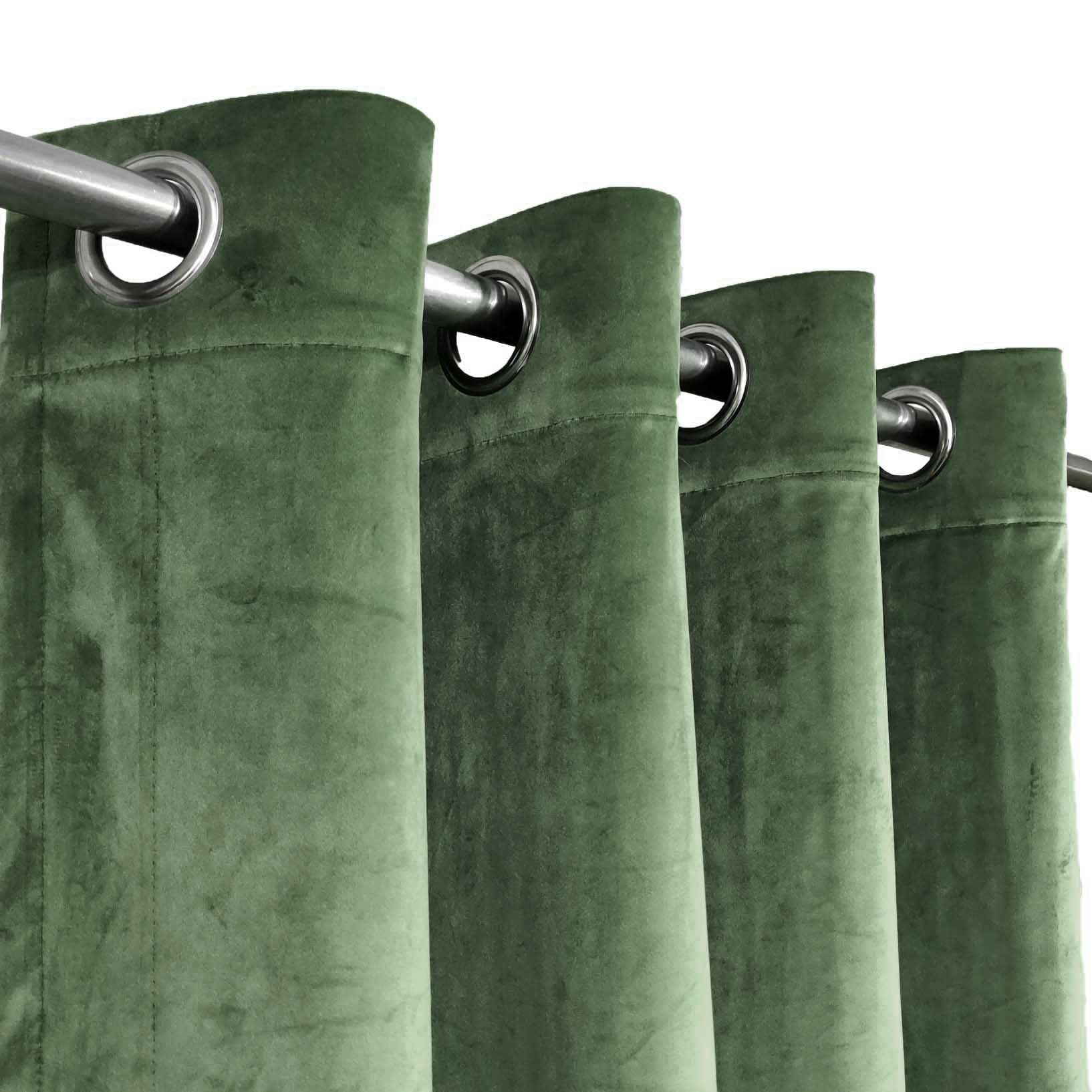 Plain Velvet Curtain Pickle Green