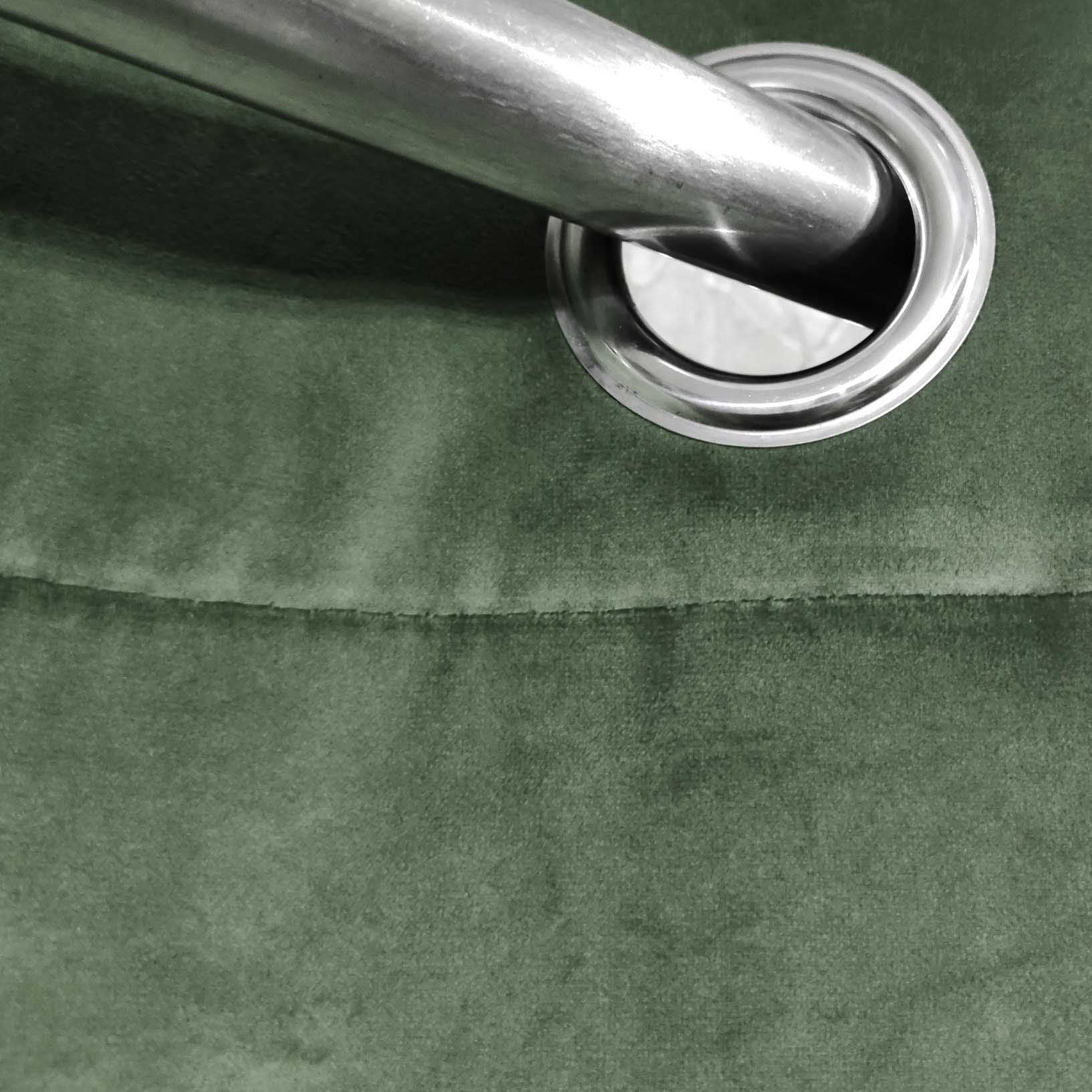 Plain Velvet Curtain Pickle Green