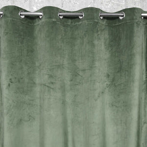Plain Velvet Curtain Pickle Green