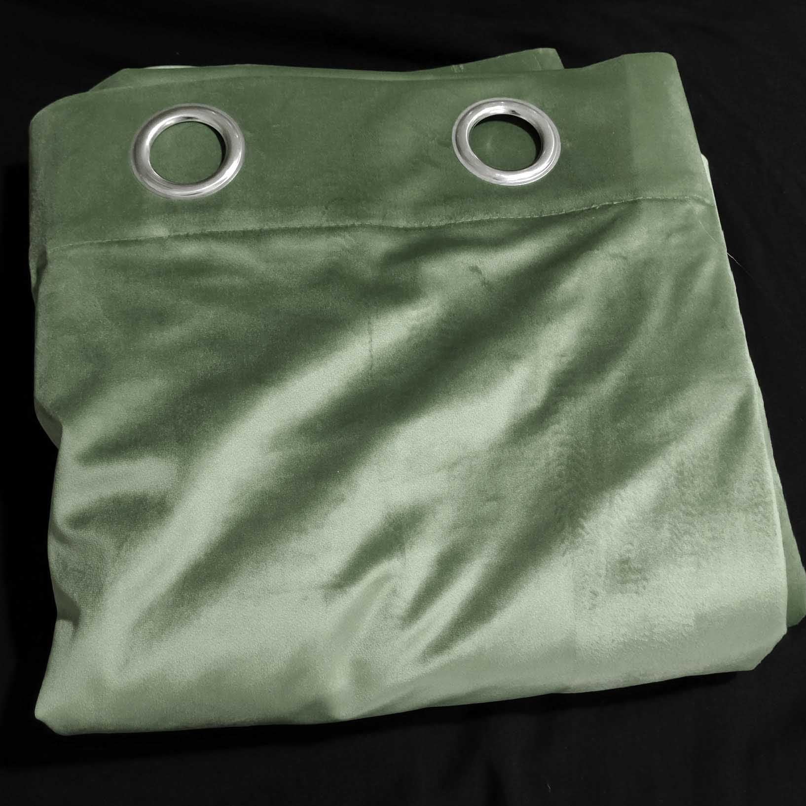 Plain Velvet Curtain Pickle Green