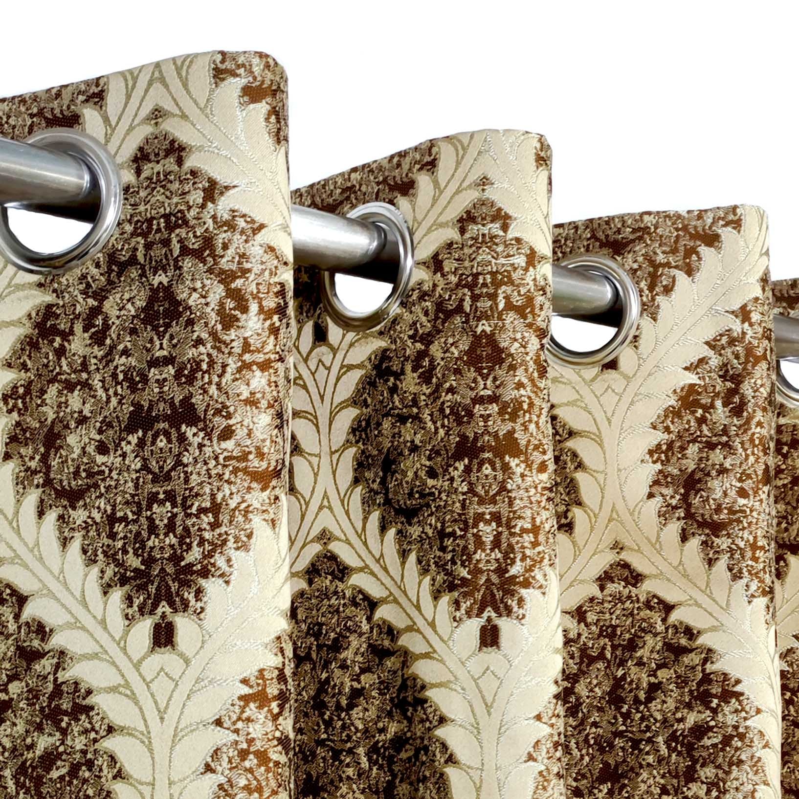 Thick Viscose Curtain Brown & Gold on Off-White