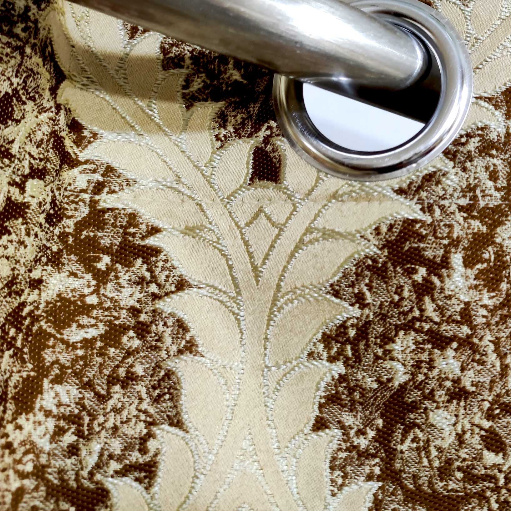 Thick Viscose Curtain Brown & Gold on Off-White