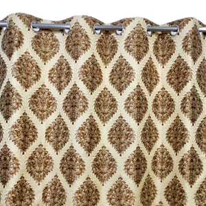 Thick Viscose Curtain Brown & Gold on Off-White