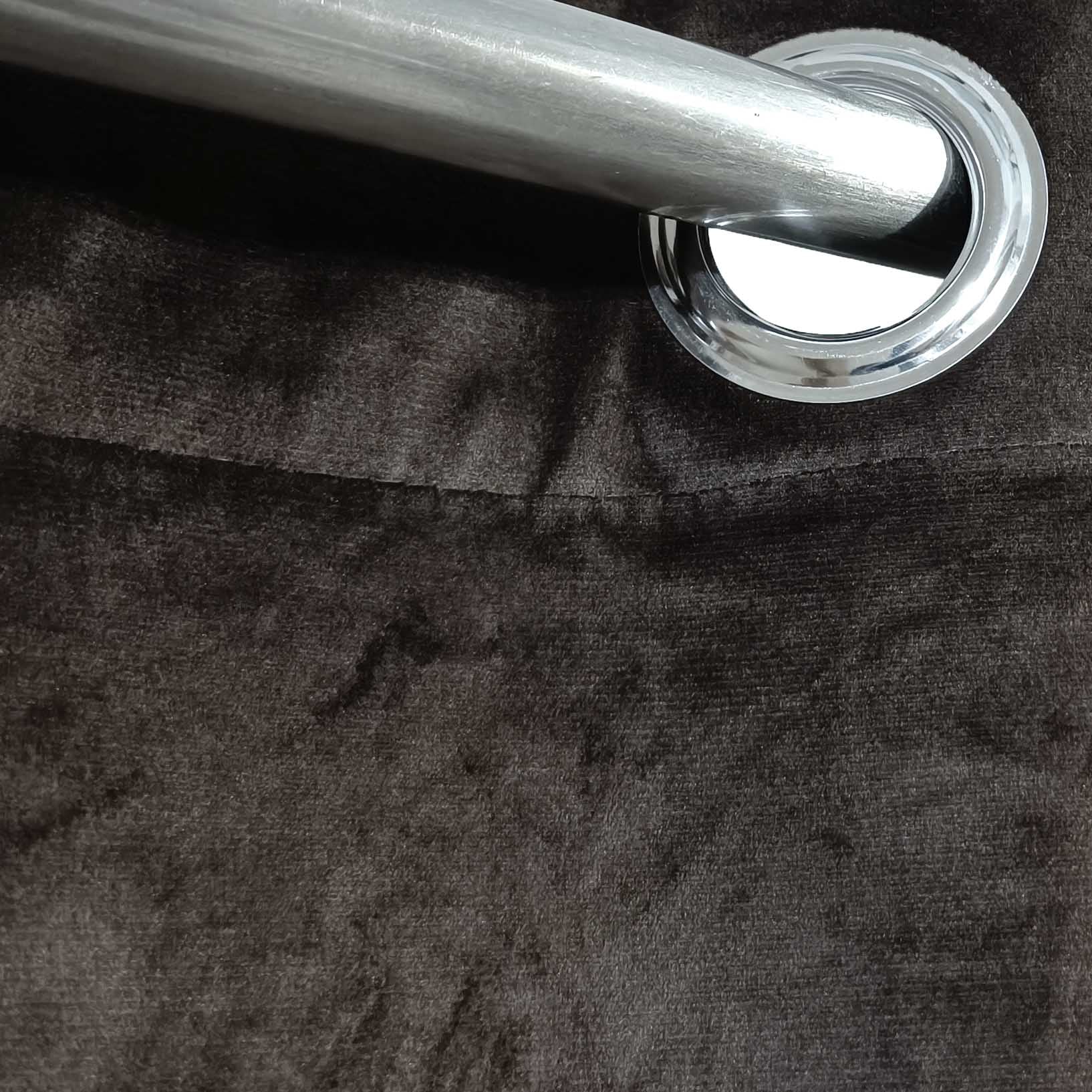 Double Width Brown Velvet Curtain With Tie Belts (3 Pcs Available Only)