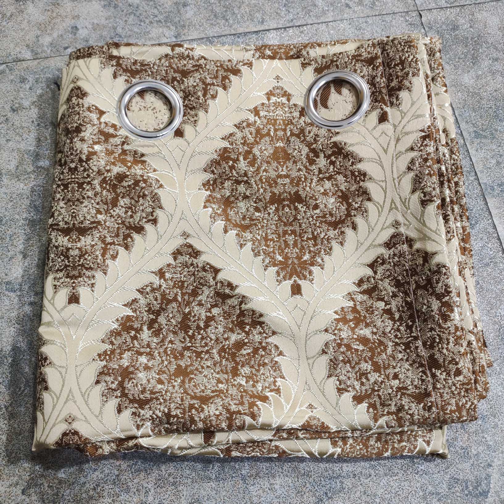 Thick Viscose Curtain Brown & Gold on Off-White