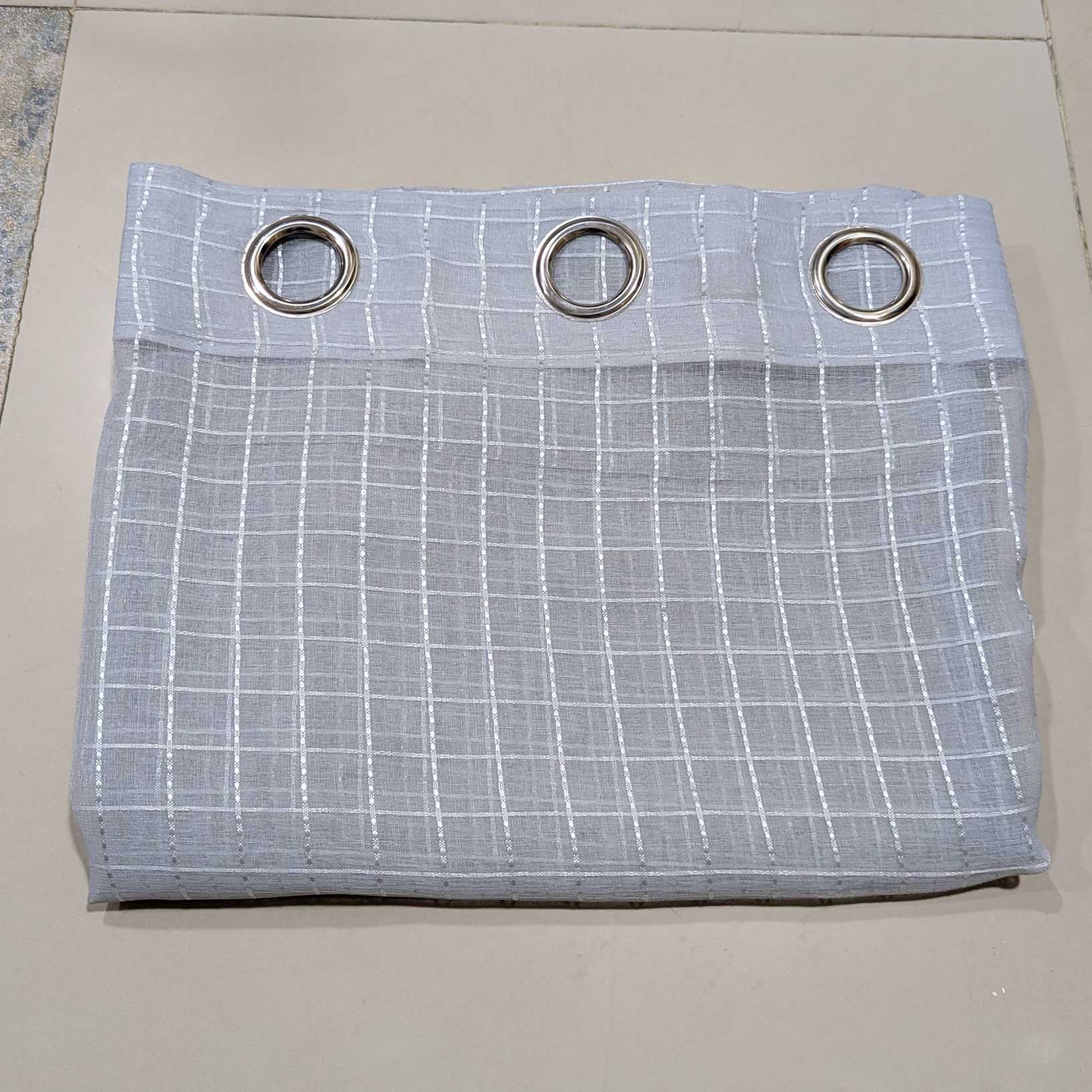 Premium Net Sheer Chiffon Curtain Box Thread Lite Grey