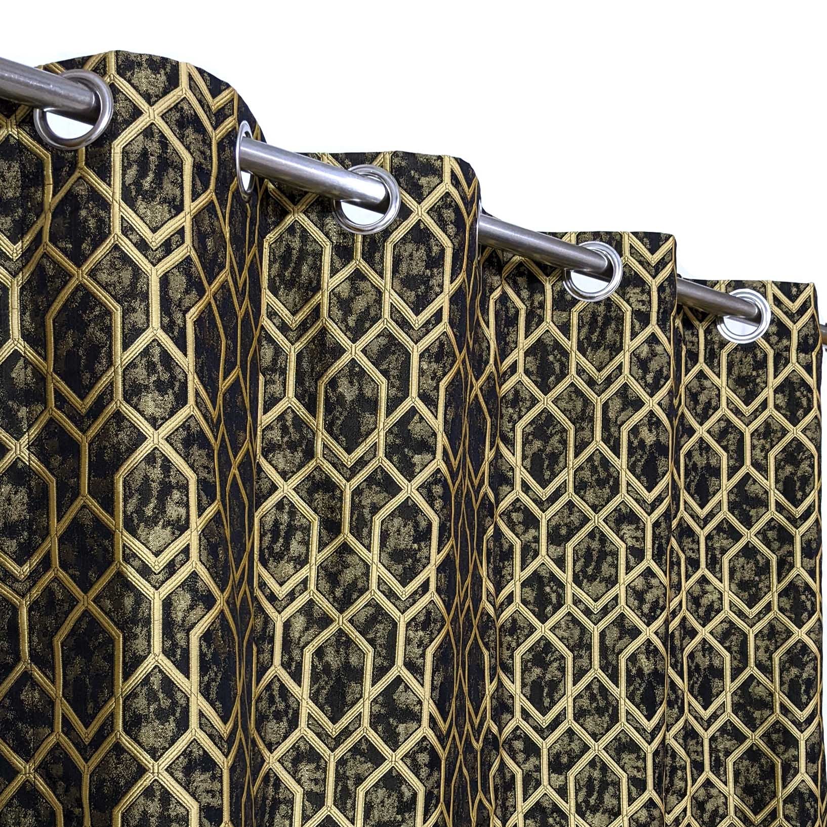 Thick Viscose Curtain Golden on Black