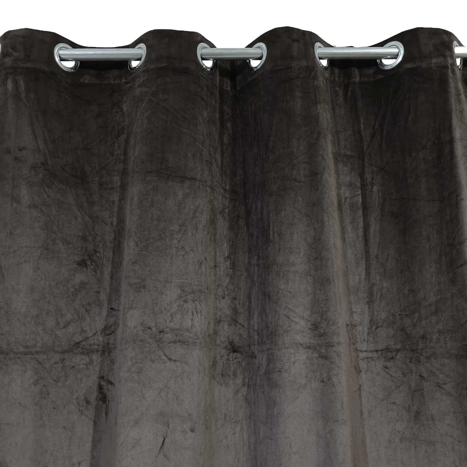 Double Width Brown Velvet Curtain With Tie Belts (3 Pcs Available Only)