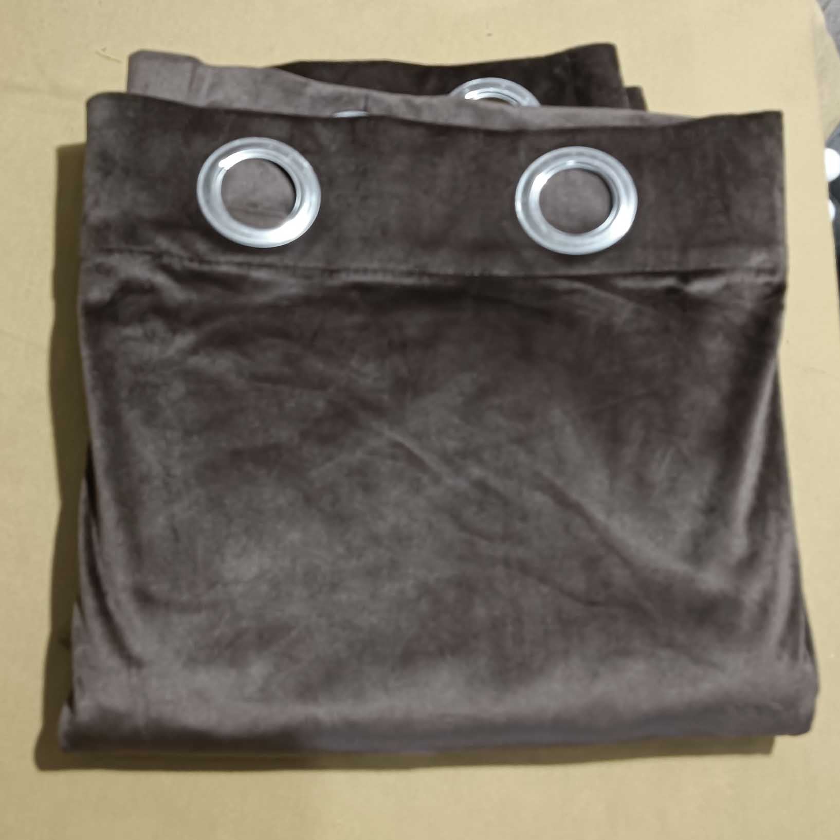 Double Width Brown Velvet Curtain With Tie Belts (3 Pcs Available Only)