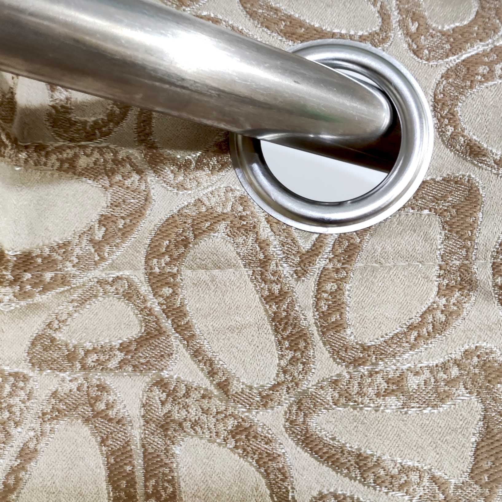 Thick Viscose Curtain Lite Brown & Gold on Off-White