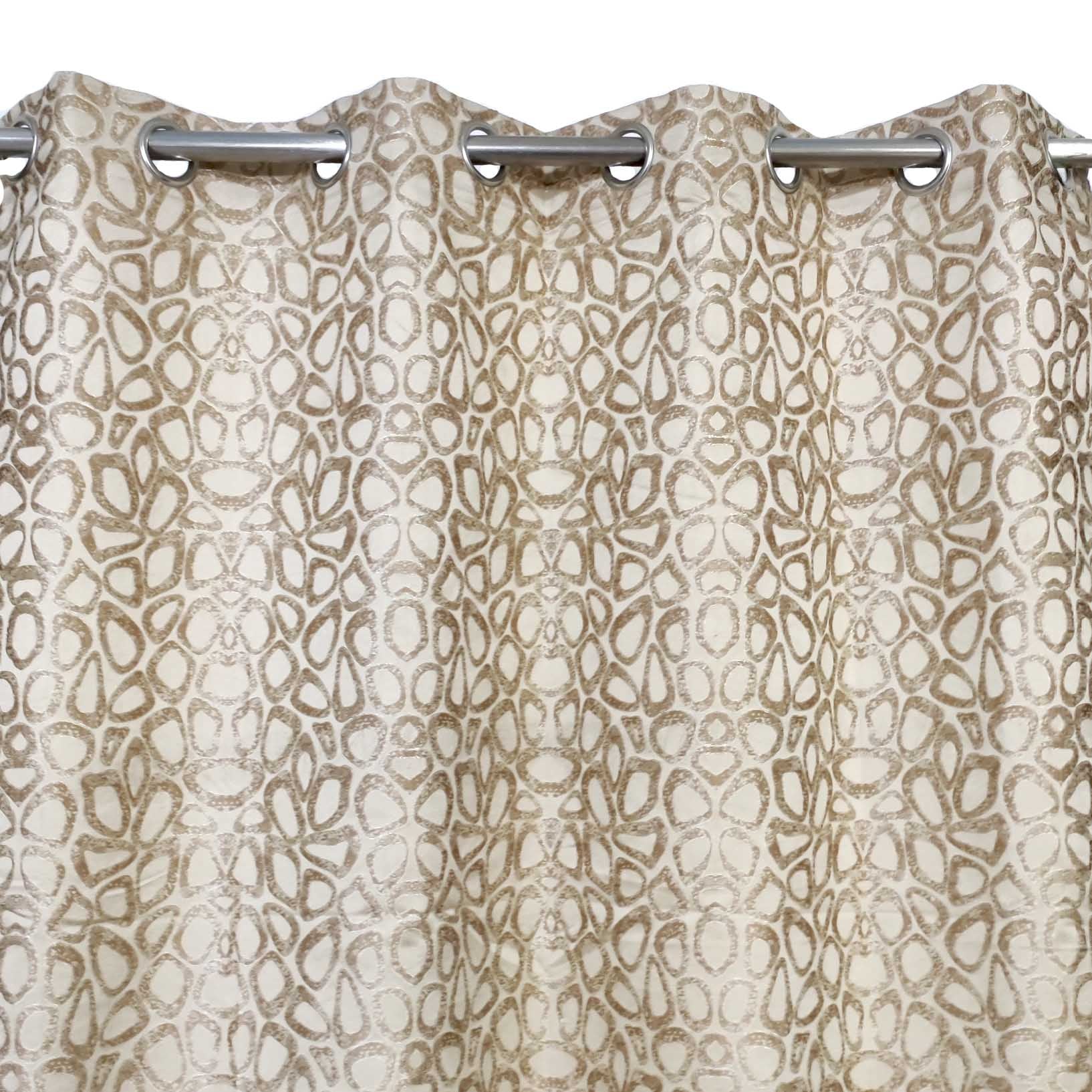 Thick Viscose Curtain Lite Brown & Gold on Off-White
