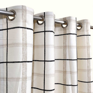 Extra Wide 84" Off-White Checkered Duck Cotton Curtain