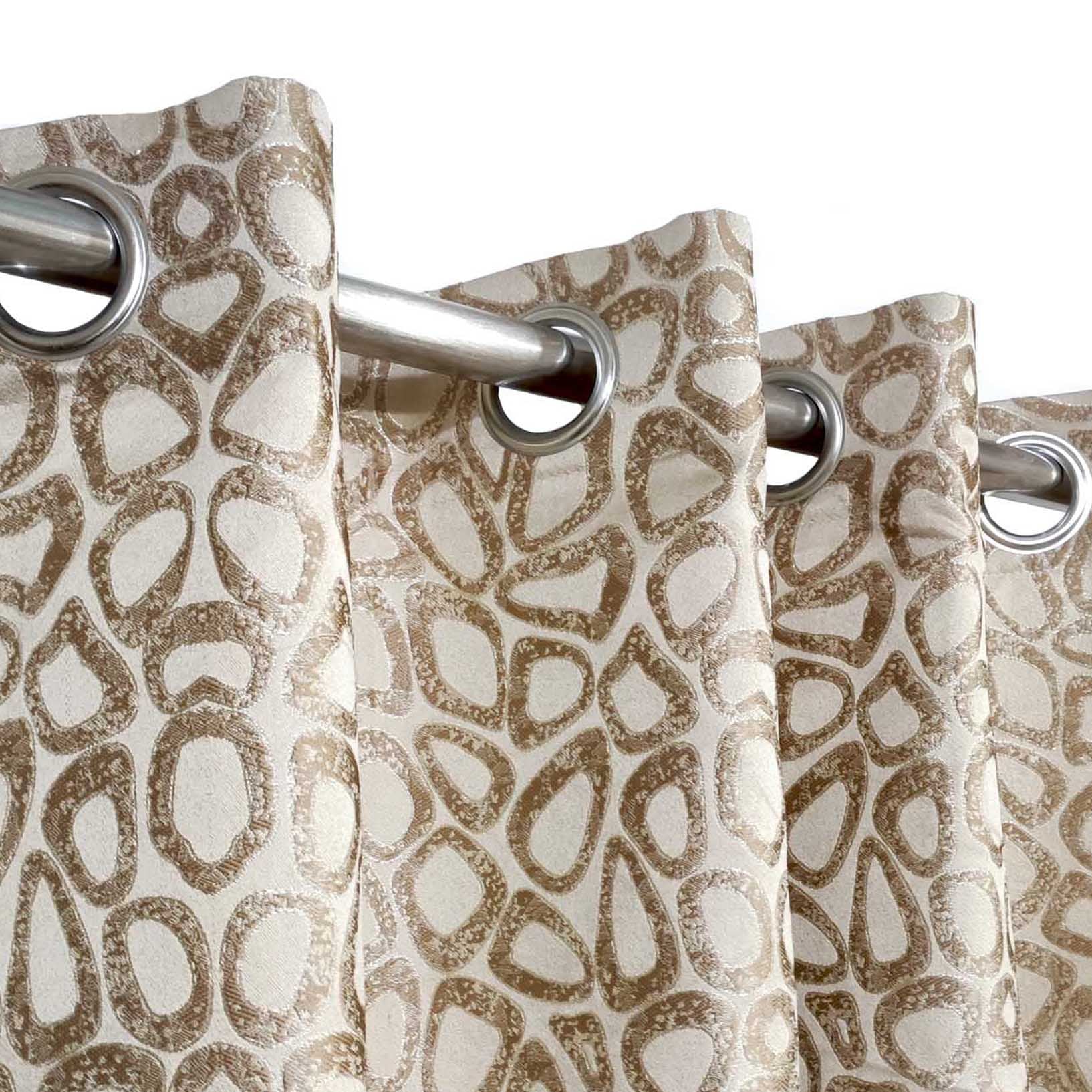 Thick Viscose Curtain Lite Brown & Gold on Off-White